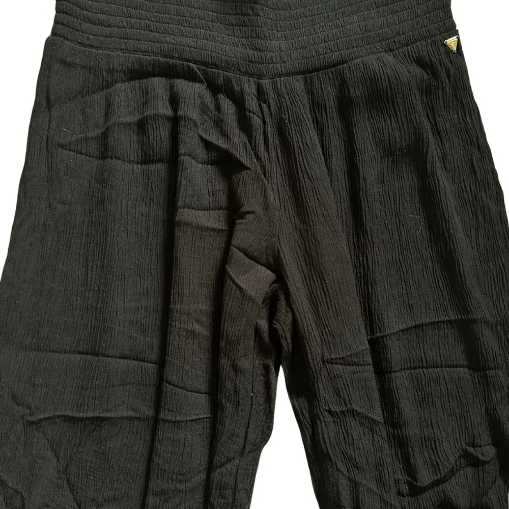Guess Los Angeles Smocked Waist Wide Leg Rayon Pants Black Size XS Rave Witchy - Picture 3 of 5